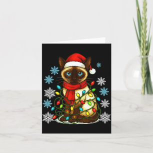 Siamese Cat Cute Cat Lover Cat Xmas Holiday Santa  Card