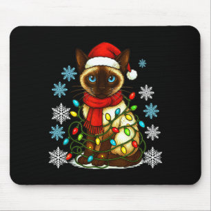 Siamese Cat Cute Cat Lover Cat Xmas Holiday Santa Mouse Pad