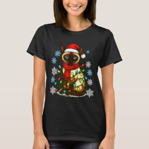 Siamese Cat Cute Cat Lover Cat Xmas Holiday Santa  T-Shirt