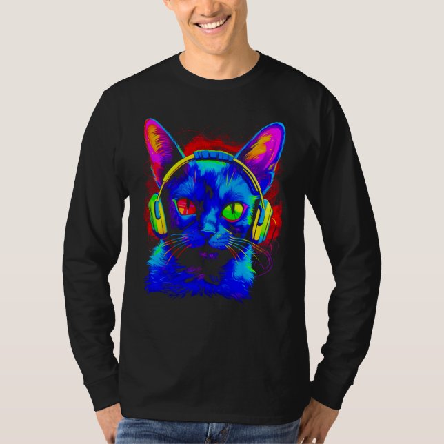Siamese Cat DJ Music T-Shirt (Front)