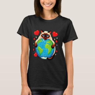 Siamese Cat Earth Day Hug Love Owner Planet Lover  T-Shirt