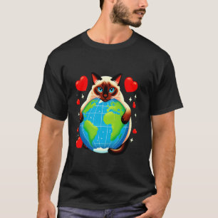 Siamese Cat Earth Day Hug Love Owner Planet Lover  T-Shirt