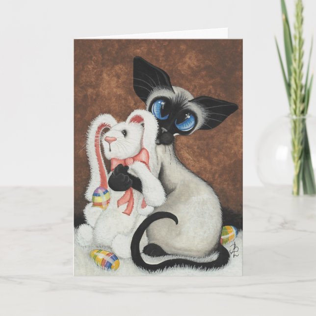 Siamese Cat Easter Bunny by Bihrle Card (Front)