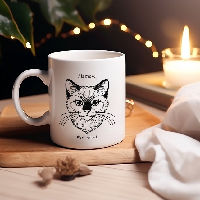 Siamese Cat  – Elegant. Loyal. Loud. Two-Tone Coffee Mug (Creator Uploaded)