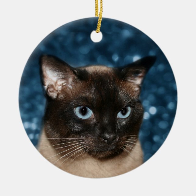 Siamese cat face ceramic tree decoration (Front)