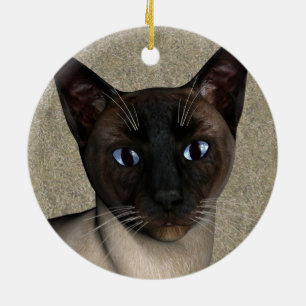 Siamese Cat Face Ceramic Tree Decoration
