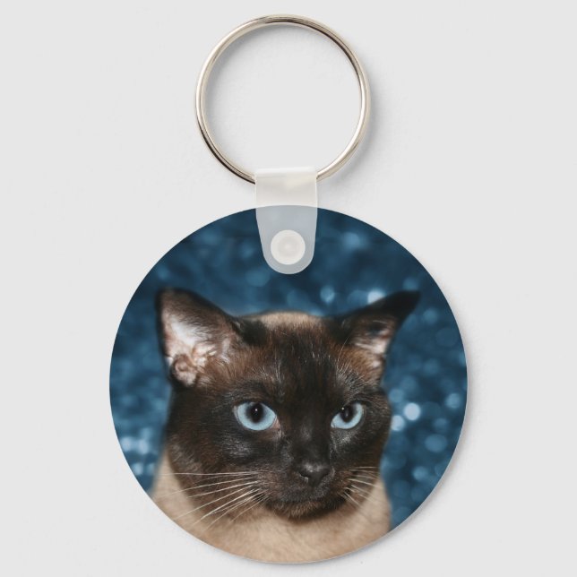 Siamese cat face key ring (Front)