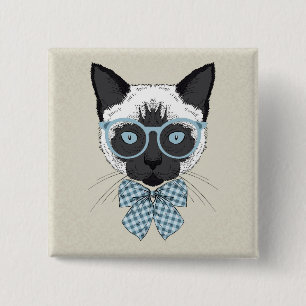 Siamese Cat Fashion Smart 15 Cm Square Badge