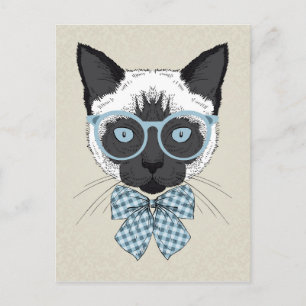 Siamese Cat Fashion Smart Postcard