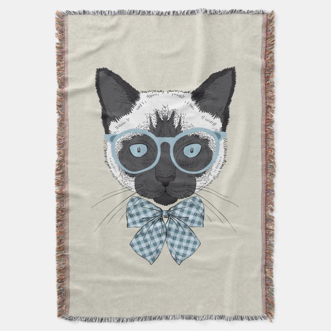 Siamese Cat Fashion Smart Throw Blanket (Front Vertical)