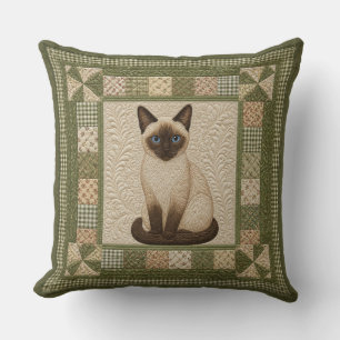 Siamese Cat Faux Quilt Cushion