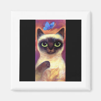 Siamese Cat Feline Butterfly Art - Multi Magnet