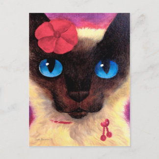 Siamese Cat Feline Pet Painting - Multi Postcard