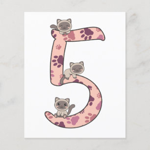 Siamese Cat Fifth Birthday For Kids Cats