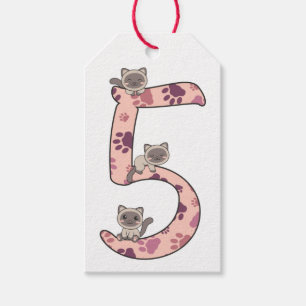 Siamese Cat Fifth Birthday For Kids Cats Gift Tags