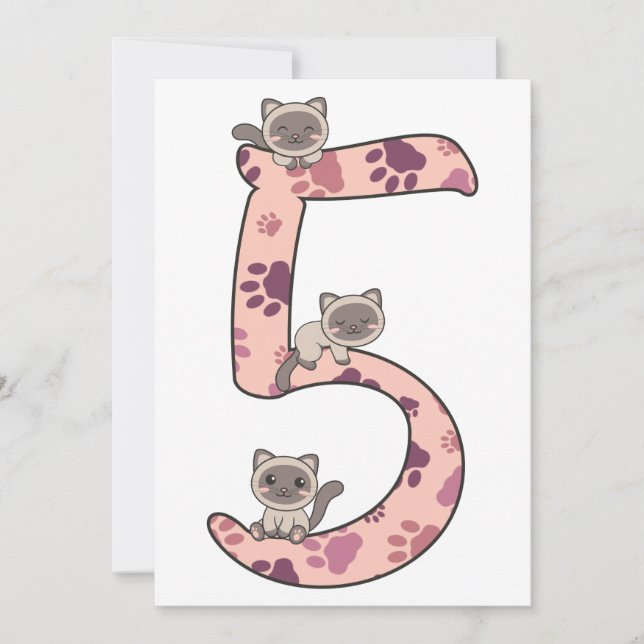 Siamese Cat Fifth Birthday For Kids Cats Invitatio Invitation (Front)