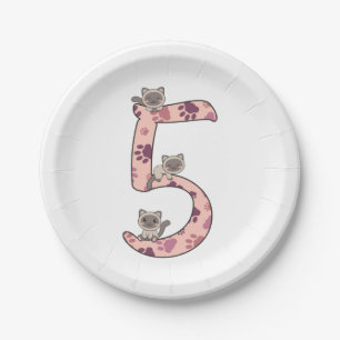 Siamese Cat Fifth Birthday For Kids Cats Paper Pla Plate
