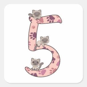 Siamese Cat Fifth Birthday For Kids Cats Square St Sticker