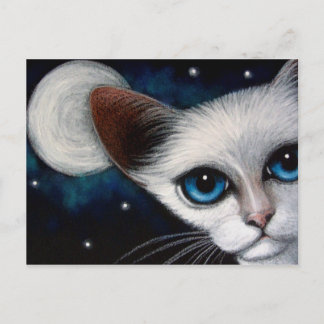 SIAMESE CAT & FULL MOON Postcard