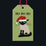 Siamese Cat Funny Santa Kitty Custom Christmas Gift Tags<br><div class="desc">HO HO HO. Siamese cat is thrilled to be wearing a Santa hat. Add the purrfect touch to your holiday gift wrapping with this funny cat to & from Christmas tag.</div>