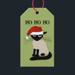 Siamese Cat Funny Santa Kitty Custom Christmas Gift Tags<br><div class="desc">HO HO HO. Siamese cat is thrilled to be wearing a Santa hat. Add the purrfect touch to your holiday gift wrapping with this funny cat to & from Christmas tag.</div>