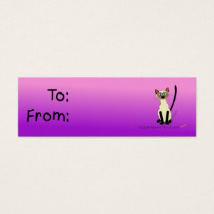 Siamese Cat Gift Tag (Pink and Purple)