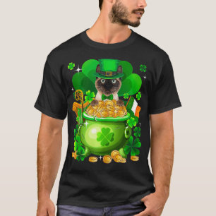 Siamese Cat Gold Pot Shamrock St Patricks Day T-Shirt