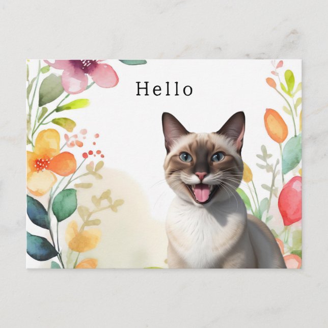 Siamese Cat Greeting  Postcard (Front)