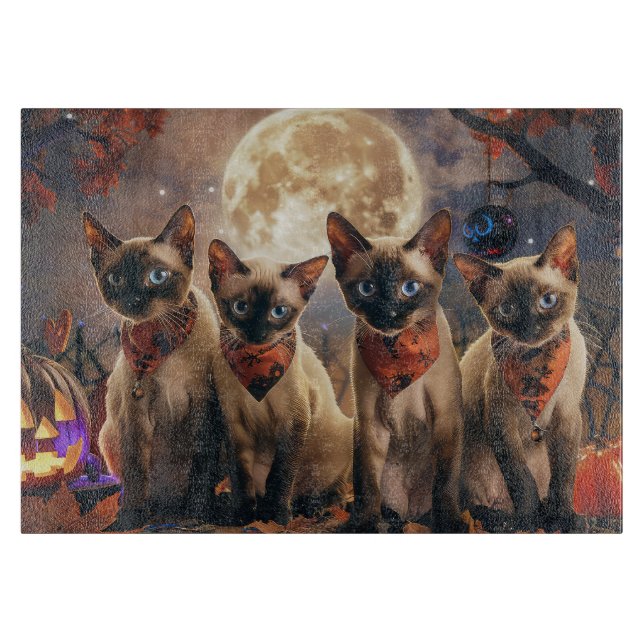 Siamese Cat Halloween Spooky Cutting Board (Front)