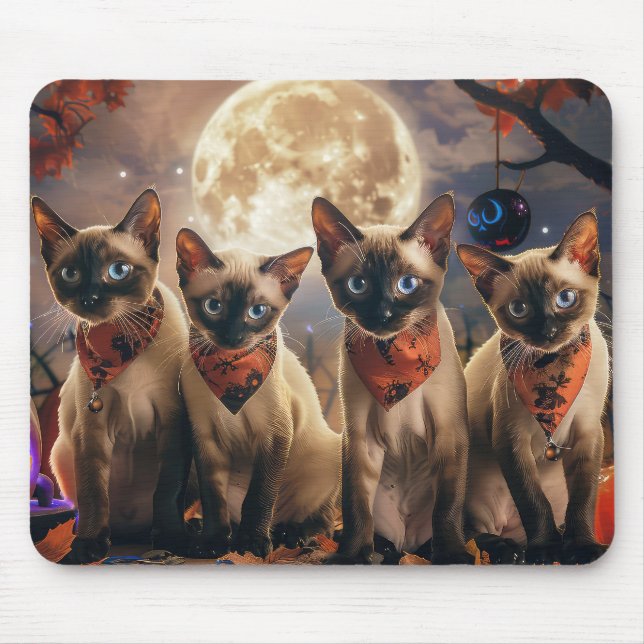 Siamese Cat Halloween Spooky Mouse Pad (Front)