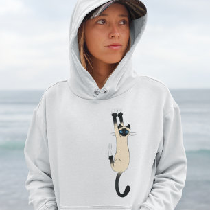 Siamese Cat Hanging On   Funny Cat Hoodie