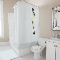Siamese Cat Hanging On | Funny Cat Shower Curtain