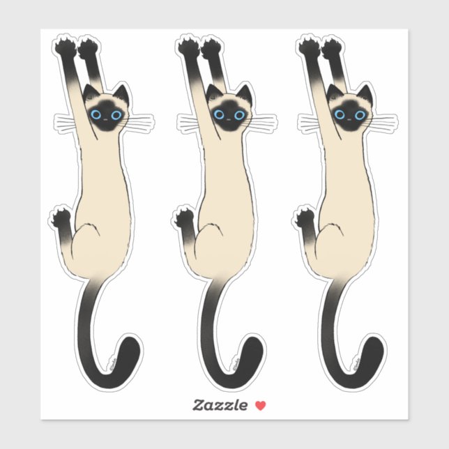 Siamese Cat Hanging On | Funny Cat Stickers (Sheet)