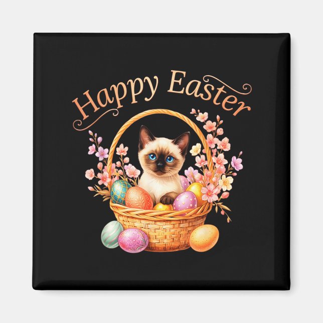 Siamese Cat Happy Easter Cute Siamese Cat Mum Magnet (Front)