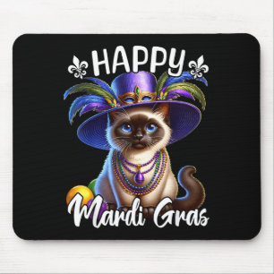 Siamese Cat Happy Mardi Gras Siamese Cat  Mouse Pad