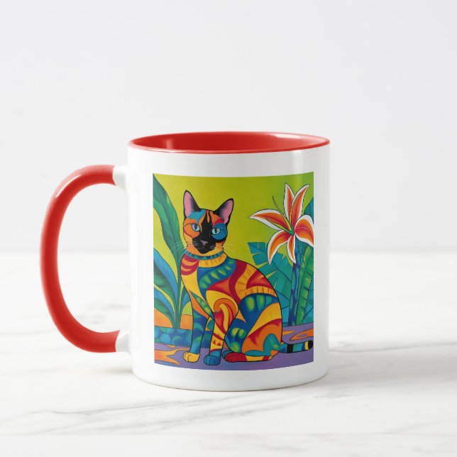 Siamese Cat in a Tropical Garden Mug (Left)