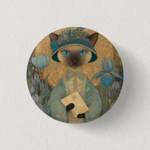Siamese cat in Art Nouveau style - Elegant cat art 3 Cm Round Badge