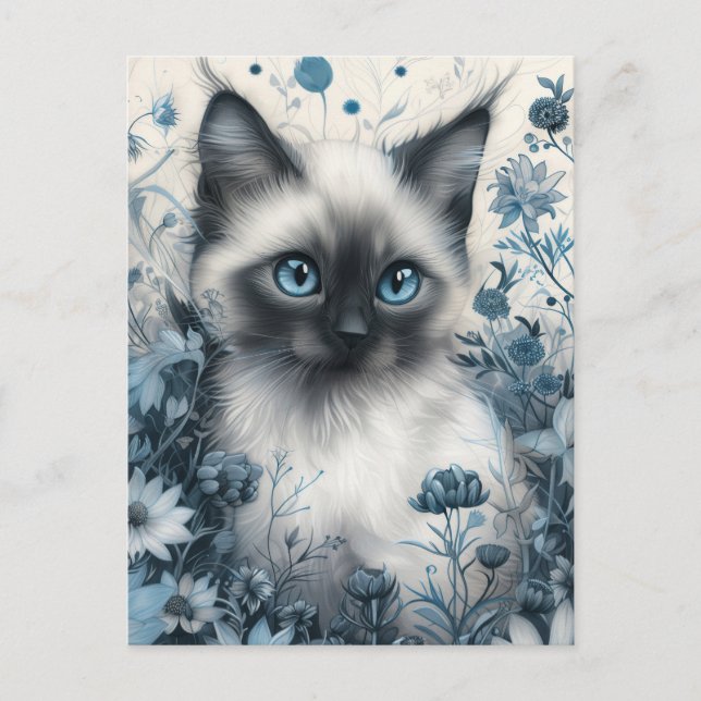 Siamese Cat in Mystic Garden Postcard (Front)