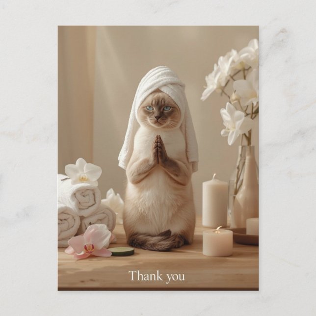 Siamese Cat in Spa Thank you  Postcard (Front)