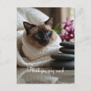Siamese Cat in Spa Thank you Postcard