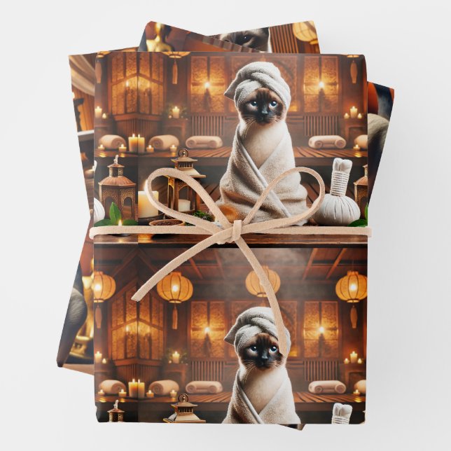 Siamese Cat in Spa  Wrapping Paper Sheet (In situ)