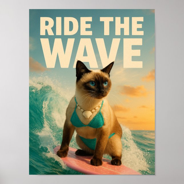 Siamese Cat is surfing  Poster (Front)