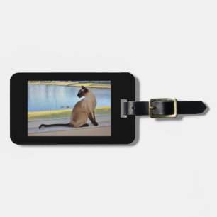 Siamese Cat Jazell Luggage Tag with leather strap