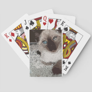 Siamese cat kitty pet animal friend family art playing cards