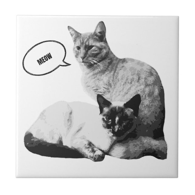 Siamese cat love decorative Tile a cat lovers gift (Front)