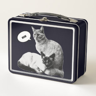 Siamese cat love decorative Tile a cat lovers gift Metal Lunch Box
