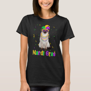 Siamese Cat Mardi Gras Meowdi Gras Kitten Mask T-Shirt
