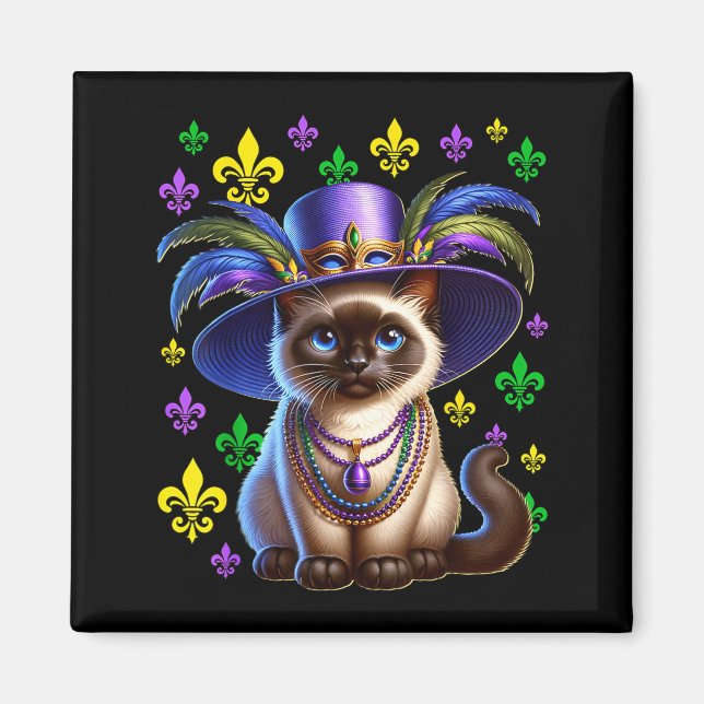 Siamese Cat Mardi Gras Siamese Cat Mardi Gras  Magnet (Front)