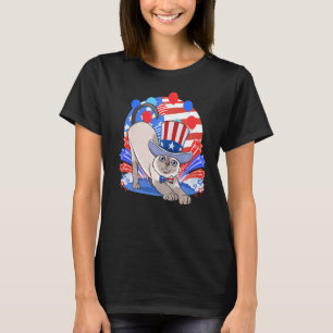 Siamese Cat Merica 4th of July American Patriotic  T-Shirt