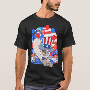Siamese Cat Merica 4th of July American Patriotic T-Shirt